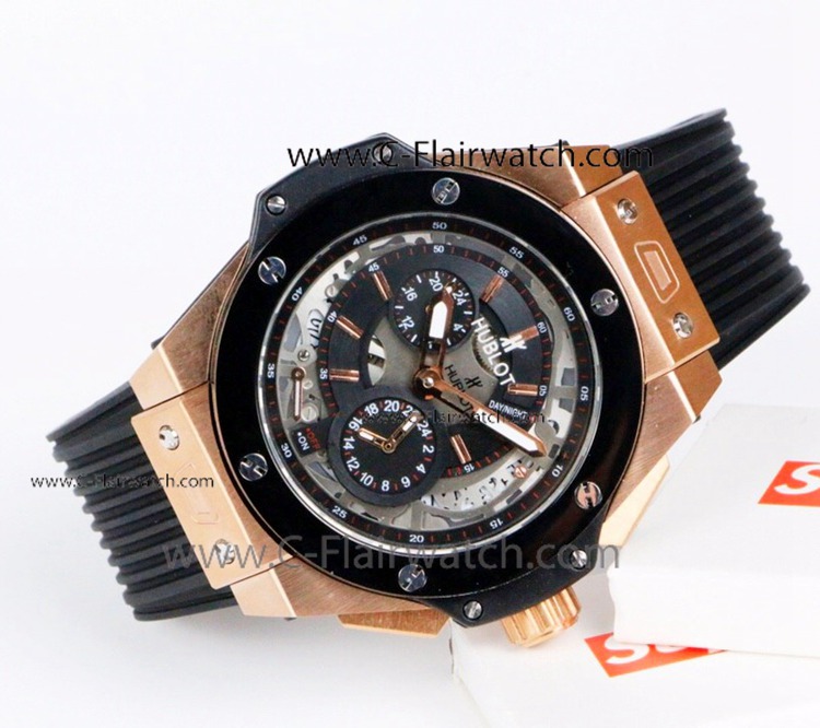 2019 Copy Hublot Big Bang Skeleton Face Rose Gold Watch